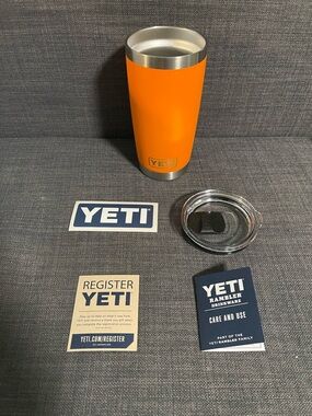 Yeti Sunset Rambler Tumbler with Clear Lid and Sticker Set